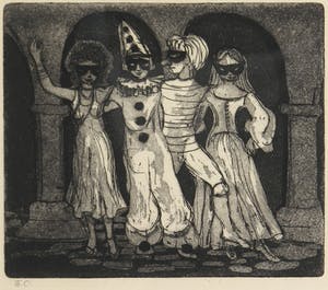 Niet of onleesbaar gesigneerd - Aquatint, Venetiaans carnaval kopen? Bied vanaf 1!