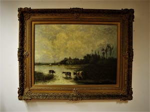Marinus Heijl - Sfeervol, omstreeks 1880 geschilderd GROOT olieverf "ochtend aan de Vecht" kopen? Bied vanaf 20!