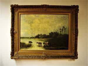 Marinus Heijl - Sfeervol, omstreeks 1880 geschilderd GROOT olieverf "ochtend aan de Vecht" verkocht voor € 20!