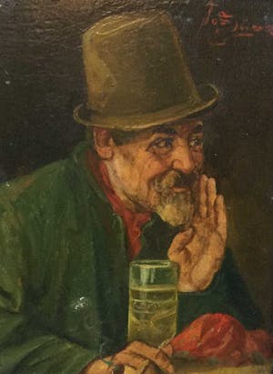 Niet of onleesbaar gesigneerd - c4421H2, portret van guitige man kopen? Bied vanaf 10!