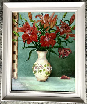 Niet of onleesbaar gesigneerd - Prachtig schilderij - vaas met lelies kopen? Bied vanaf 1!