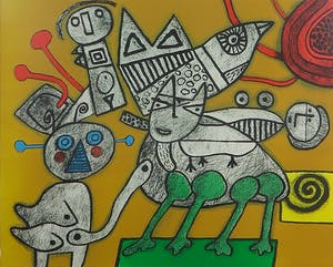 Corneille - Zeefdruk, Zonder titel, Ingelijst kopen? Bied vanaf 200!