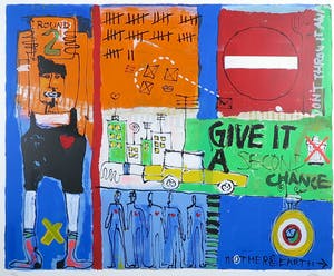 Coen Blankwaard - Zeefdruk, Second Round - ingelijst (Groot) kopen? Bied vanaf 35!