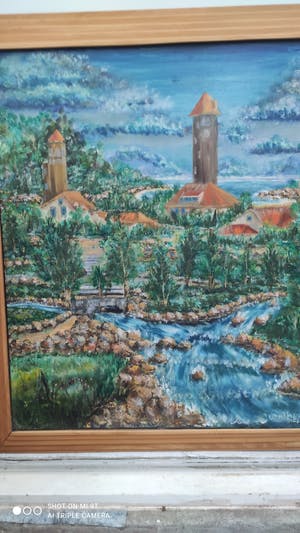 Niet of onleesbaar gesigneerd - Landschap met gebouwtjes kopen? Bied vanaf 1!