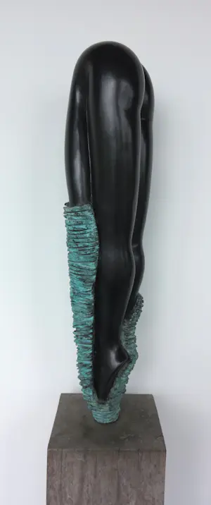 Angelo Moyano - Groot bronzen beeld op houten sokkel, Chic kopen? Bied vanaf 2500!