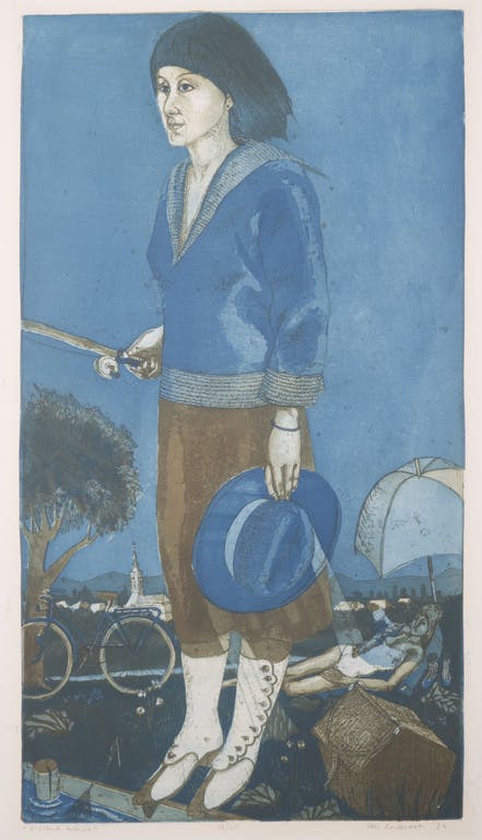 Cees Landsaat - Cees Landsaat: Ets en aquatint, Vissend meisje kopen? Bied vanaf 1!