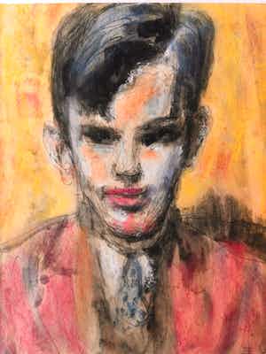 Johan Dijkstra - Groninger Ploeg, portret van Ploeg schilder Jan van der Baan verkocht voor € 450!
