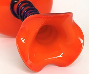 Johann Loetz Witwe - Tango vaas oranje met diepblauwe slang kopen? Bied vanaf 30!