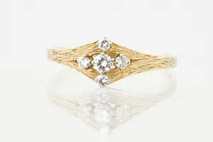 Vintage  jaren 60/70 14krt geel-goud & diamanten (0.25ct) dames fantasie ring kopen? Bied vanaf 170!