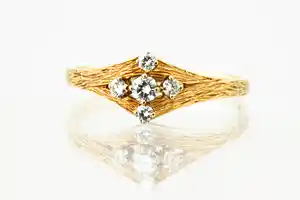Vintage  jaren 60/70 14krt geel-goud & diamanten (0.25ct) dames fantasie ring verkocht voor € 170!