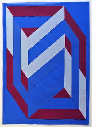 Ronald Abram - Geometrisch abstract, zeefdruk op acryl verkocht voor € 55!