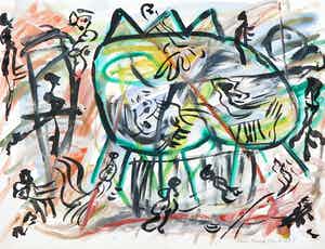 Freddy Flores Knistoff - Gouache op papier, Zonder titel verkocht voor € 80!