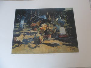 Rob Houdijk - Offset-litho, Titel, "Kippenhok". kopen? Bied vanaf 30!