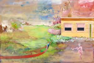 Melle Oldeboerrigter - Aquarel, Z.T. Landschap verkocht voor € 1000!