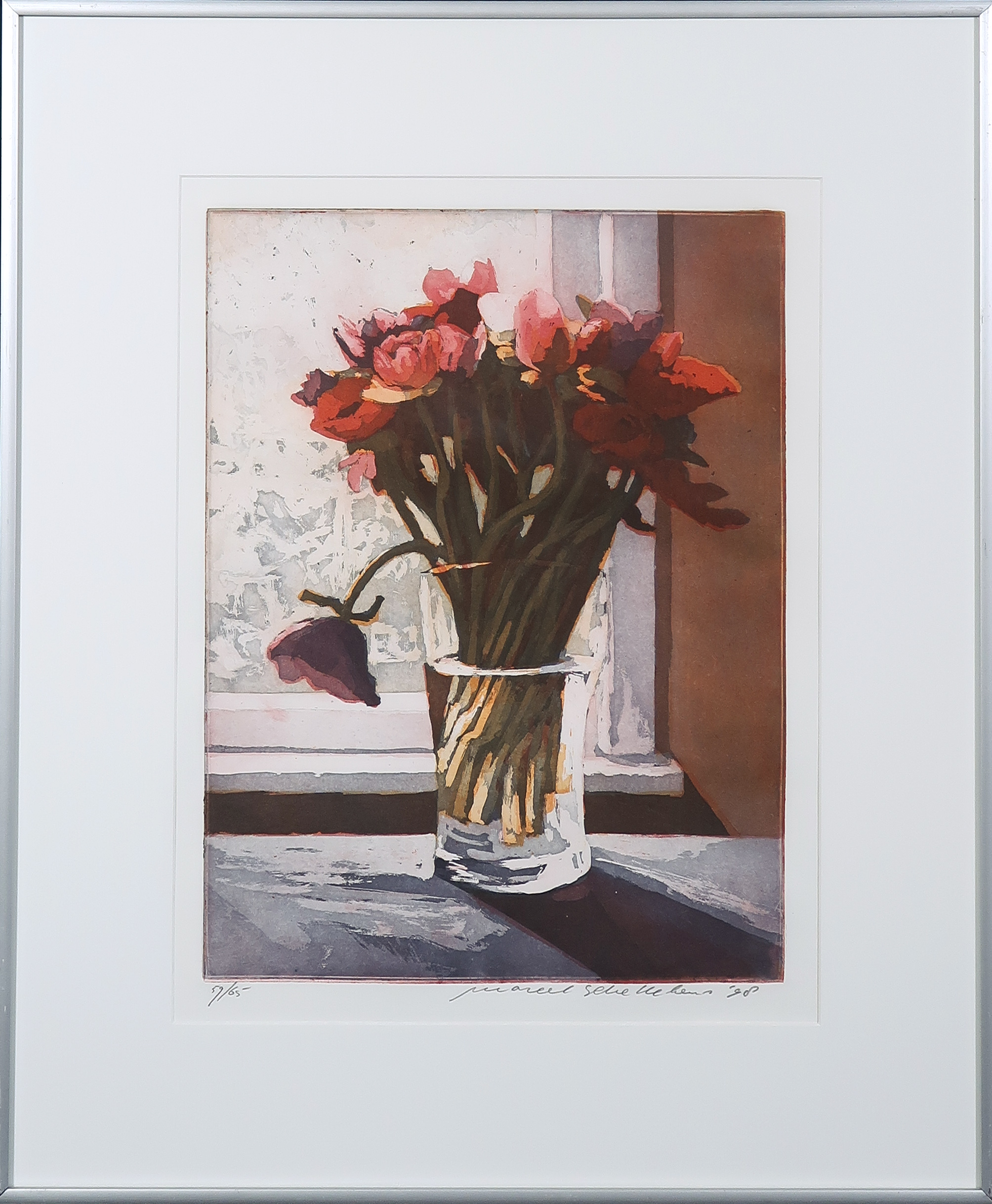 Marcel Schellekens - Aquatint, Annemoontjes II - Ingelijst verkocht voor € 80!