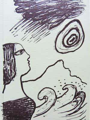 Corneille - VROUW / FEMME / ZW-W LITHO / 28x21cm / SIG / 1998 verkocht voor € 40!