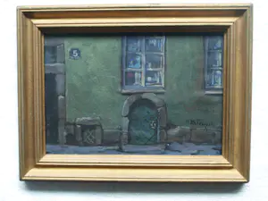Niet of onleesbaar gesigneerd - 5 Gesigneerde ingelijste schilderijtjes / gouaches , De Ingang / Entree – 1996 kopen? Bied vanaf 1!