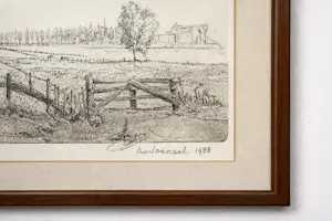 Aart van Woensel - Pentekening molenlandschap – Aart van Woensel (1988) kopen? Bied vanaf 20!