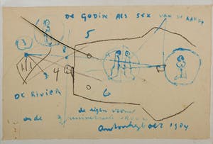 Anton Heyboer - Gemengde techniek op papier (bevestigd op doek), De godin als sex van de aarde kopen? Bied vanaf 1!