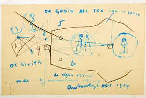 Anton Heyboer - Gemengde techniek op papier (bevestigd op doek), De godin als sex van de aarde verkocht voor € 1!