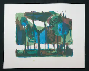 Niet of onleesbaar gesigneerd - Litho, Bos kopen? Bied vanaf 1!