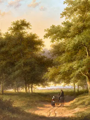 Jan Evert Morel (II) - Landschap met huisje en figuren kopen? Bied vanaf 995!