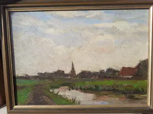Jan Hendrik Weissenbruch - Polderlandschap met dorpsgezicht kopen? Bied vanaf 520!