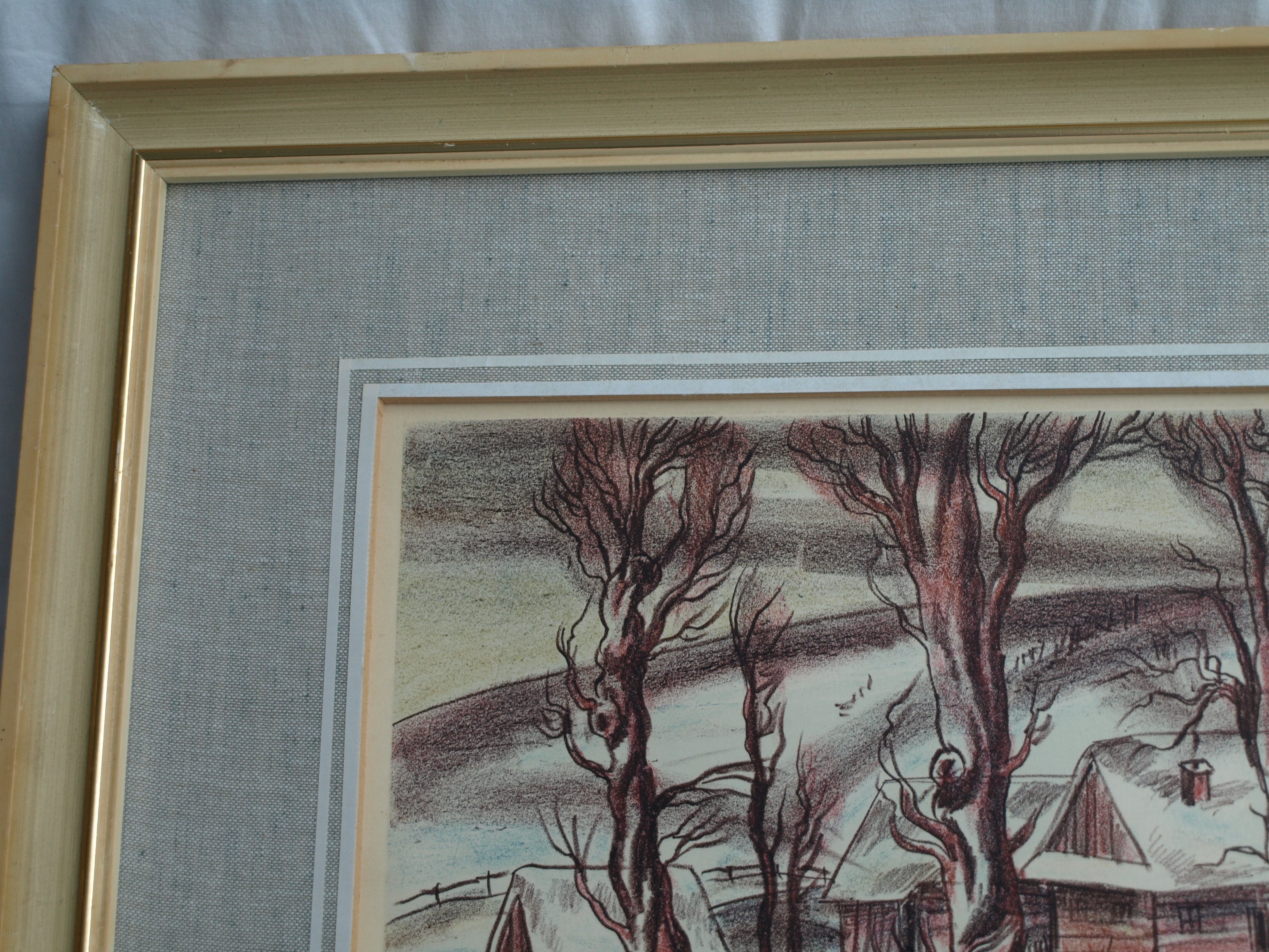 Luděk Majer - Litho, Winterlandschap 1 – gesigneerd & ingelijst – nr 41/50 - 1987 kopen? Bied vanaf 1!