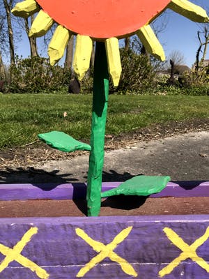 Peter Bastiaanssen - Zonnebloemen in Paarse Bak - Hout kopen? Bied vanaf 1!