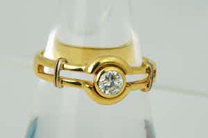 1295 - Aparte 18 krt geel-goud & diamanten dames ring - 0.25ct G / VS verkocht voor € 190!