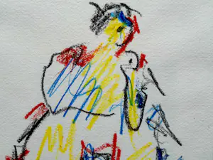 Anton Heyboer - Moeder met kind - Krijt op papier - 1996 - 35 x 26 cm - ingelijst kopen? Bied vanaf 150!