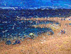 Jack Vissers - Aan het strand - acryl op paneel, ingelijst verkocht voor € 50!