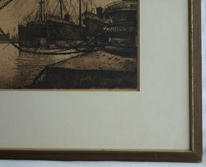 Ton Meyer - Ets, Havengezicht – Enkhuizen? - gesigneerd & ingelijst - 1923 kopen? Bied vanaf 10!