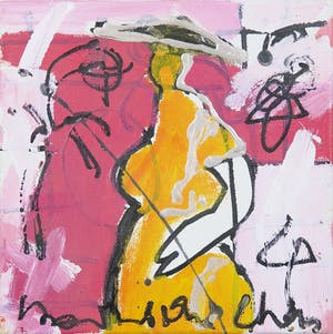 Dominique Chan - Acryl op doek, Z.T. Abstracte compositie kopen? Bied vanaf 1!