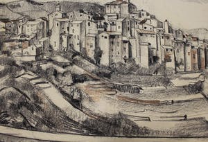 Niet of onleesbaar gesigneerd - krijttekening - Tourrettes-sur-Loup ( Frankrijk) kopen? Bied vanaf 1!