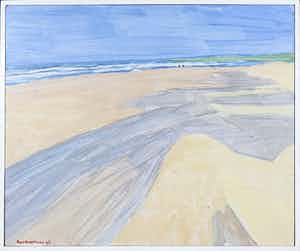 Paul Overhaus - Acryl op paneel, Strandgezicht - Ingelijst verkocht voor € 50!