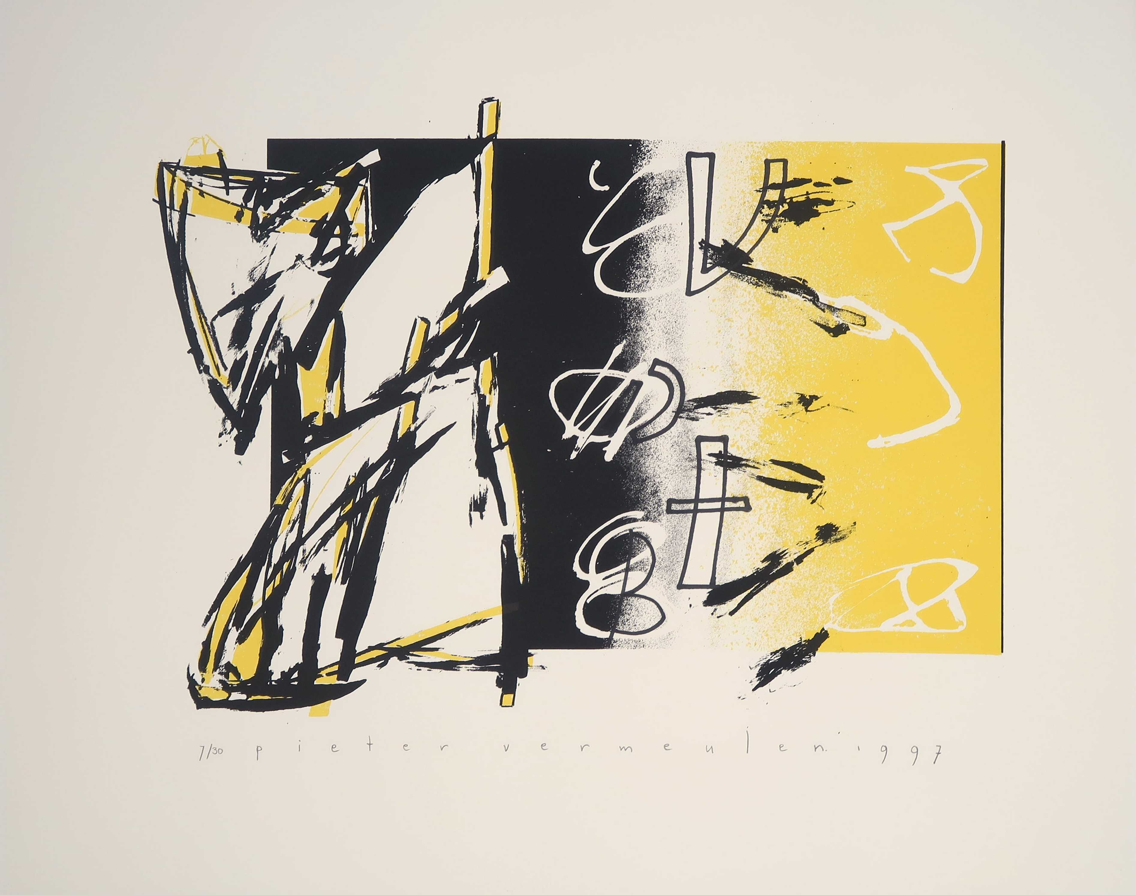 Pieter Vermeulen - Handbewerkte zeefdruk, Zonder titel kopen? Bied vanaf 1!