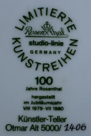 Otmar Alt - Rosenthal Otmar Alt Kunstenaarsbord 100 jaar- 1979/1980 kaufen? Bieten Sie von 59!