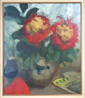 Piet van Wijngaerdt - BLOEMENPRACHT / OLIEVERF DOEK / 92x80cm / KADER / SIG kopen? Bied vanaf 165!