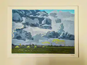Wendelien Schonfeld - Fraaie handgekleurde houtsnede - 'Wolken' - bep. oplage (50) - potldges. vendu pour 221€ !