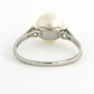Platina ring met parel en single cut geslepen diamant tot. 0.03ct kopen? Bied vanaf 160!