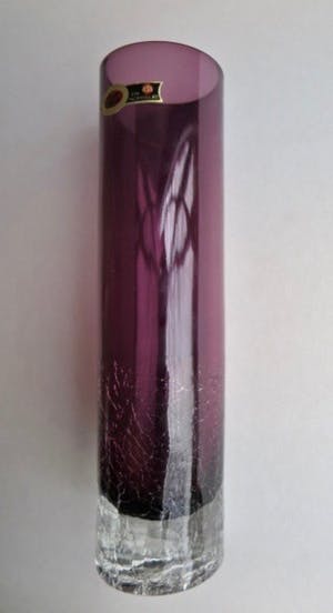 Ingrid Glas - Design Vaas - Purple kristal met craqilé - Ontwerper Carl Nelson, Zweden kopen? Bied vanaf 1!