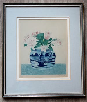 Frans Everbag - ingelijste ets: Rozen in een gemberpot kopen? Bied vanaf 125!