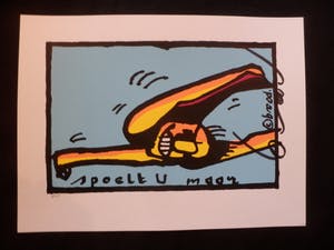 Herman Brood - Kleurenzeefdruk SPOELT U MAAR Handgesigneerd. kopen? Bied vanaf 135!