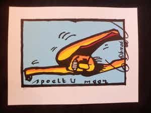 Herman Brood - Kleurenzeefdruk SPOELT U MAAR Handgesigneerd. verkocht voor € 135!