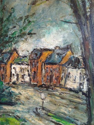 Niet of onleesbaar gesigneerd - (mogelijk Jeff Thewissen) - 1980 - Impressionistisch stadsgezicht kopen? Bied vanaf 1!