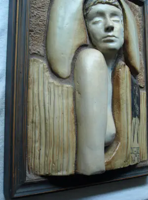 Klaas de Boer - & Reinier den Adel : Reliëfbeeld van keramiek , Keramisch tableau - 1983 kopen? Bied vanaf 500!