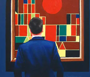 Gerard Boersma - Brug Und Sonne (Man genietend van schilderij Paul Klee) kopen? Bied vanaf 400!