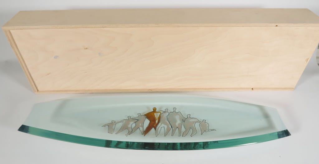 Corry Ammerlaan - Corry Ammerlaan: Glazen schaal in houten bewaarbox kopen? Bied vanaf 1!