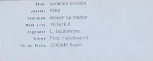 Dolf Zwerver - Olieverf op paneel: verliefde schilder - 1982 kopen? Bied vanaf 1250!
